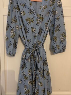Loft Light Blue Floral Dress Size XL